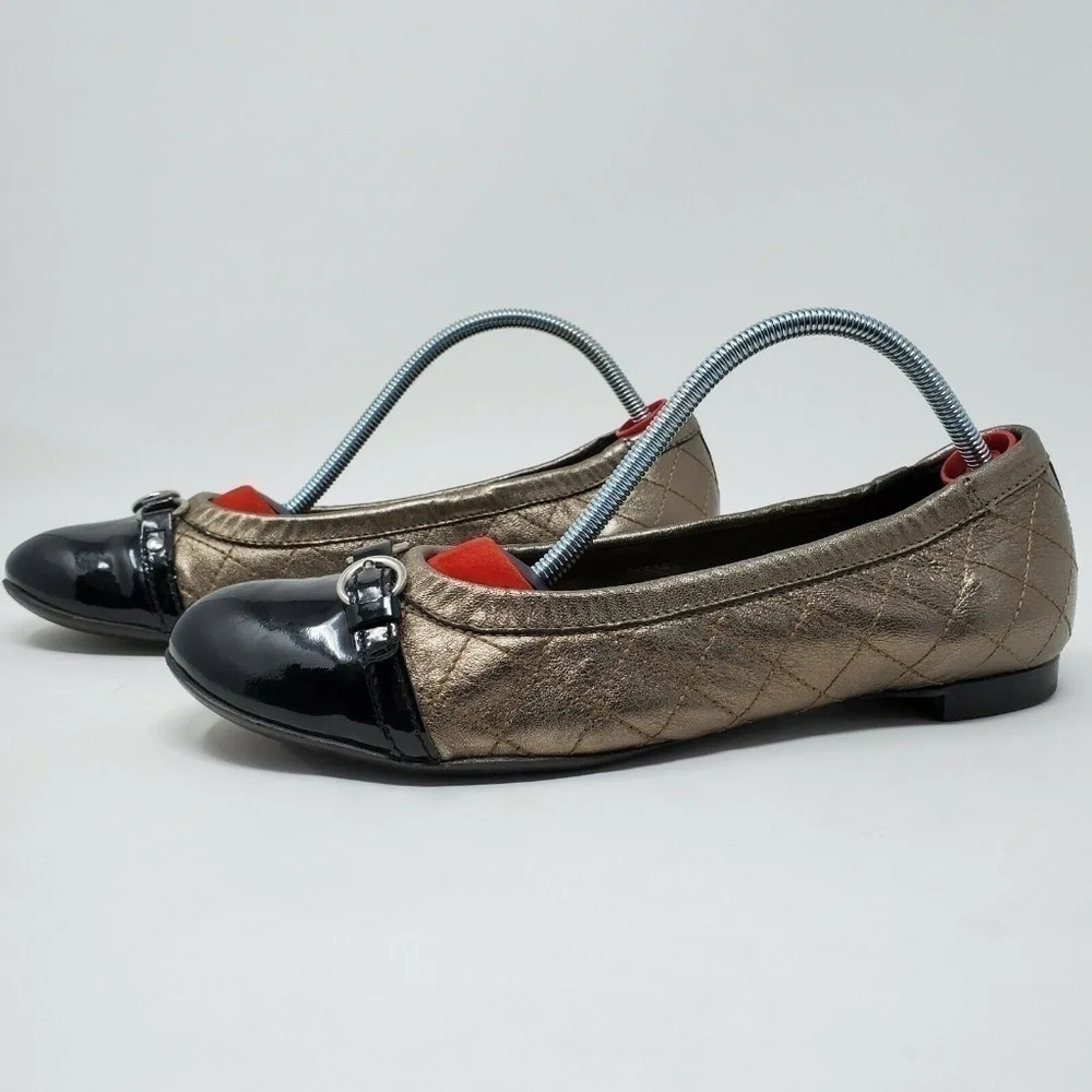 AGL Ballet Flats quilted Leather Patent Cap Toe